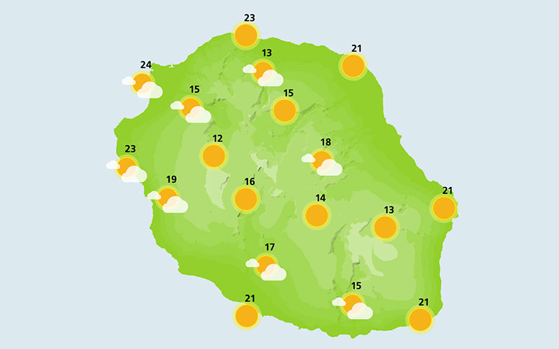 Väderkarta för Réunion